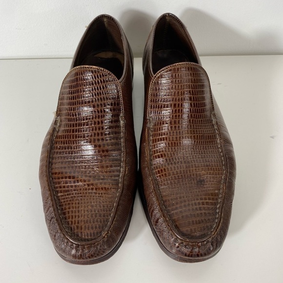 FLORSHEIM Imperial Loafer Mens Sz 11 Brown Dress Shoes Alligator Exotic Leather - Picture 2 of 12